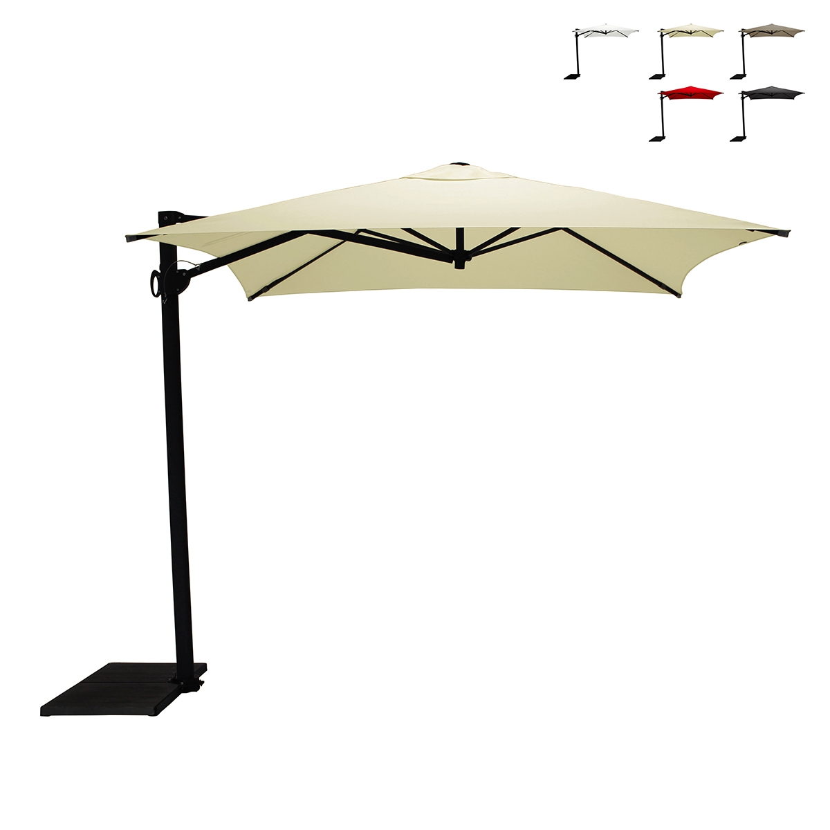 Parasol déporté carré 250x250 pour jardin protection UV50+ Trend