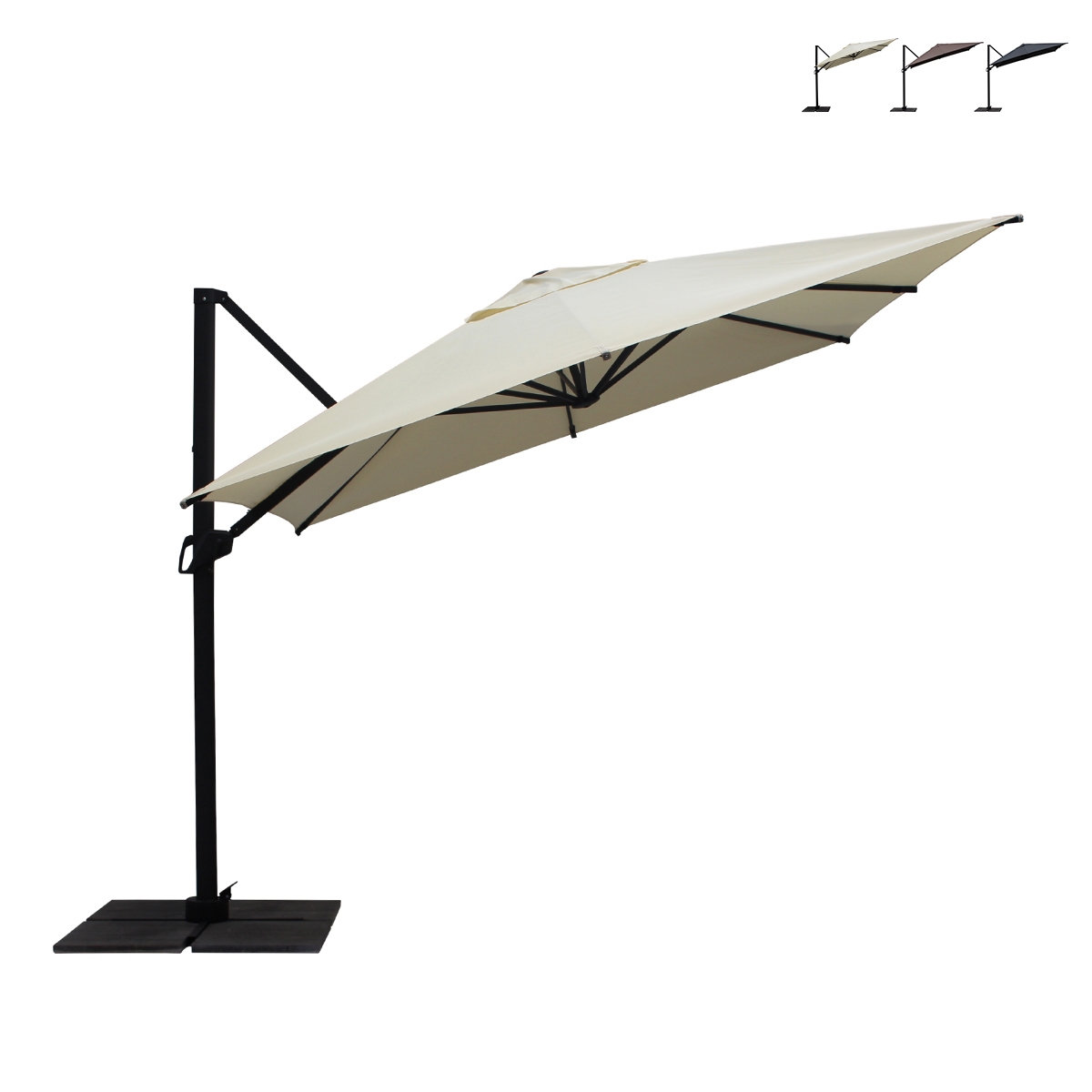 Parasol déporté rétractable en aluminium 3x3 pour jardin Antibes