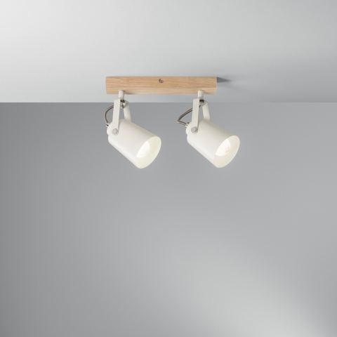 Applique murale et plafond à deux lumières orientables en métal blanc Eda AP2 Promotion