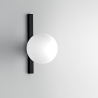 Applique en métal noir avec globe lumineux en verre blanc Enoire Promotion
