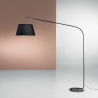 Lampadaire moderne courbé en métal noir avec abat-jour en tissu 180cm Enjoy Promotion