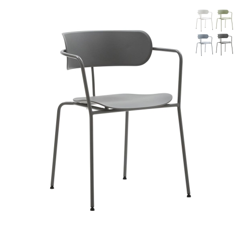 Ensemble de 4 chaises modernes en métal et polypropylène Asmar Promotion