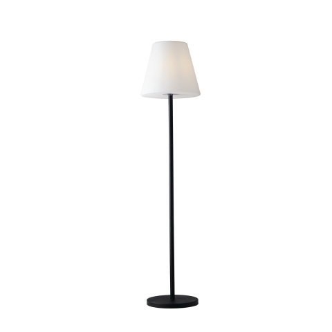 Lampadaire extérieur structure métal noir abat-jour blanc Geco Promotion