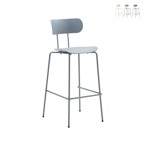 Lot de 2 tabourets en métal et polypropylène design moderne Jovai Promotion
