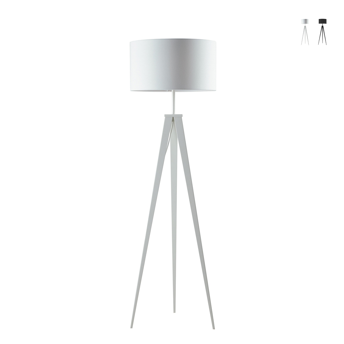 Lampadaire trépied en métal abat-jour en tissu Ibis