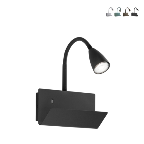 Applique murale en métal avec lumière flexible et prise USB Gulp Promotion