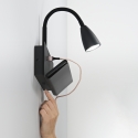 Applique murale en métal avec lumière flexible et prise USB Gulp Vente