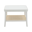 Table basse carrée en bois laqué avec étagère en paille de Vienne Thomas Réductions