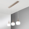 Suspension effet bois 3 lumières verre blanc opale Jaipur Vente