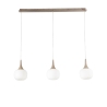 Suspension effet bois 3 lumières verre blanc opale Jaipur Offre