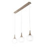 Suspension effet bois 3 lumières verre blanc opale Jaipur Remises