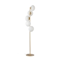 Lampadaire en métal doré avec 5 abat-jours en verre blanc soufflé Ripple Promotion