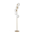 Lampadaire en métal doré avec 5 abat-jours en verre blanc soufflé Ripple Promotion