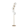 Lampadaire en métal doré avec 5 abat-jours en verre blanc soufflé Ripple Promotion