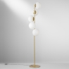 Lampadaire en métal doré avec 5 abat-jours en verre blanc soufflé Ripple Vente