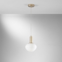 Suspension moderne dorée avec boule lumineuse blanche Ripple Promotion
