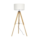 Lampadaire trépied en bois avec abat-jour en tissu blanc Studios Vente