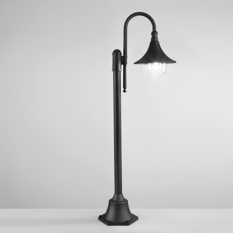Lampadaire de jardin extérieur en aluminium noir h130 cm Pavia Promotion