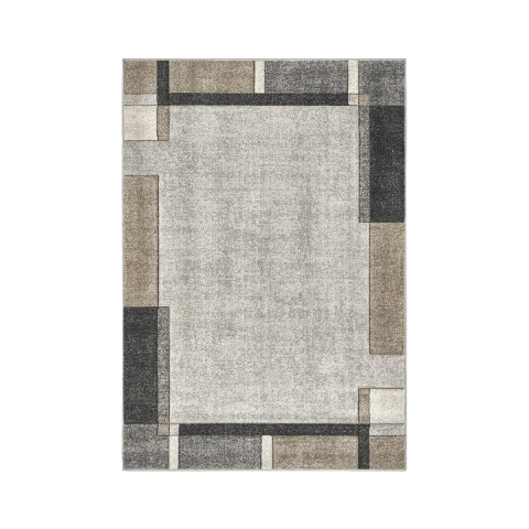 Tapis moderne à motifs géométriques gris et beige Funny Promotion