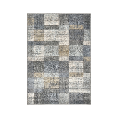 Tapis design pour salon gris et bleu Funny Promotion