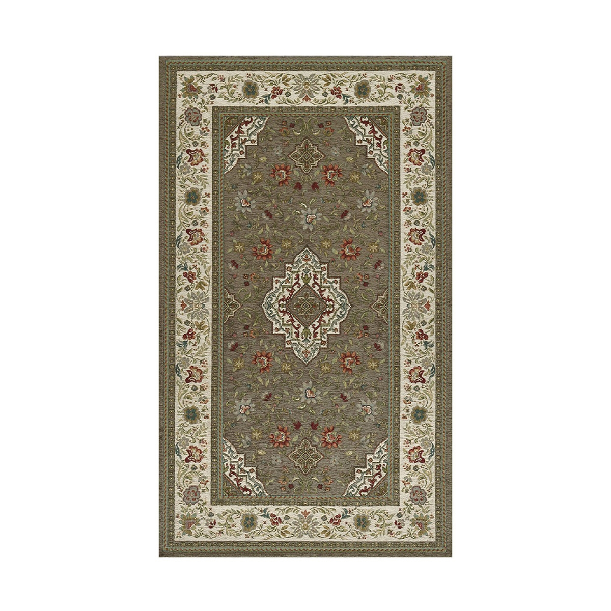 Tapis oriental persan pour salon couleur taupe Tabriz