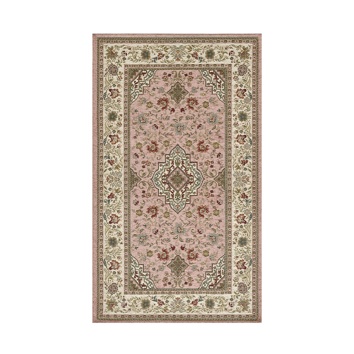 Tapis oriental style persan rose poudré Tabriz