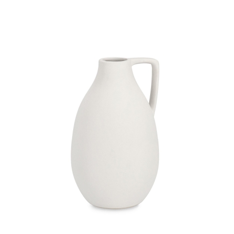 Vase moderne en porcelaine blanche sablée Ø14x24cm Freyr Promotion