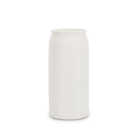 Vase cylindre design minimaliste céramique blanc 15x32,3 Papyrus Promotion