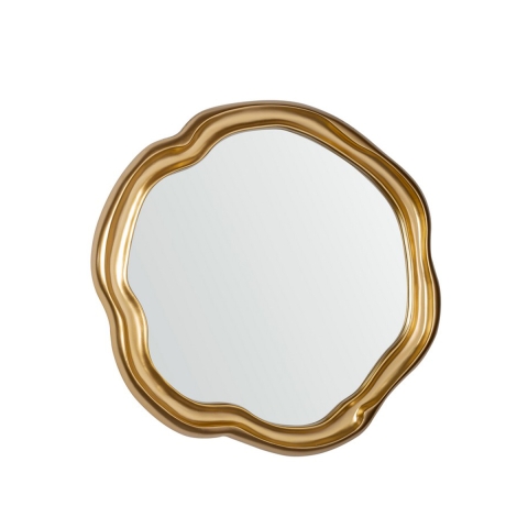Miroir mural décoratif rond 75x75cm cadre doré Felipe Promotion