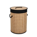 Panier à linge cylindrique en bambou avec doublure noire 35x50 Sintia Promotion