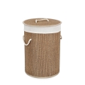 Panier rond porte-linge en bambou avec doublure beige 35x50 Zahara Promotion