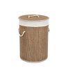 Panier rond porte-linge en bambou avec doublure beige 35x50 Zahara Promotion
