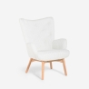 Fauteuil moderne style bergère en tissu bouclé blanc Wani Promotion