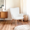 Fauteuil moderne style bergère en tissu bouclé blanc Wani Vente