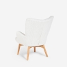 Fauteuil moderne style bergère en tissu bouclé blanc Wani Offre