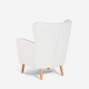 Fauteuil bergère moderne de salon en tissu bouclé blanc Kamo Offre