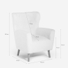 Fauteuil bergère moderne de salon en tissu bouclé blanc Kamo Réductions