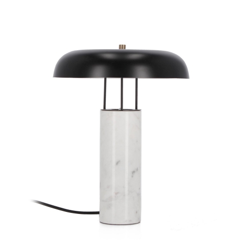 Lampe de table moderne base en marbre blanc et abat-jour en métal Kaithal Promotion