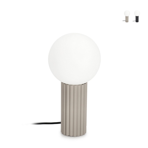 Lampe de table style minimaliste Ø15x30cm abat-jour rond en verre Delphine Promotion