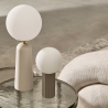 Lampe de table design moderne abat-jour rond en verre dépoli Delphine Vente