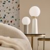 Lampe de table design moderne abat-jour rond en verre dépoli Delphine Catalogue