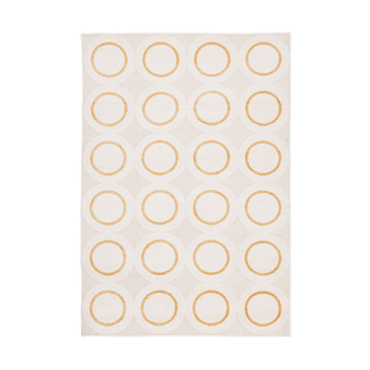 Tapis de salon motif cercles crème et jaune 200x290cm Zina