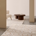 Tapis de salon motif cercles crème et jaune 200x290cm Zina Offre