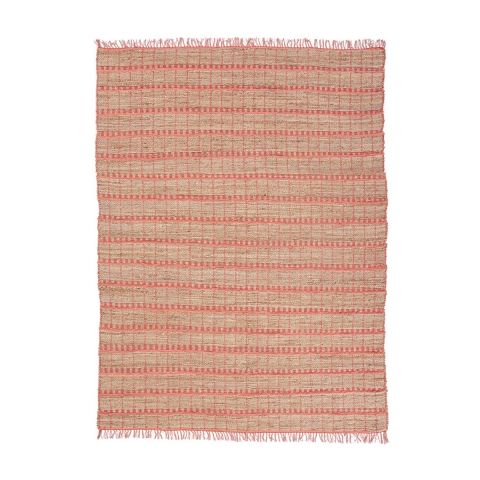 Tapis ethnique pour salon 200x300 cm en jute et coton rose Ruanda Promotion