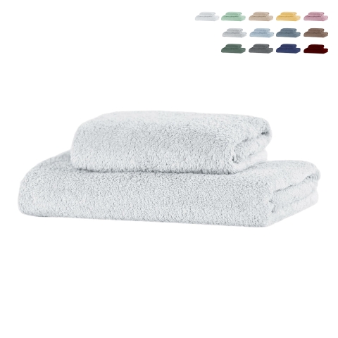 Lot de 2 serviettes de bain en éponge de coton 110x60 et 60x40 Denver Promotion