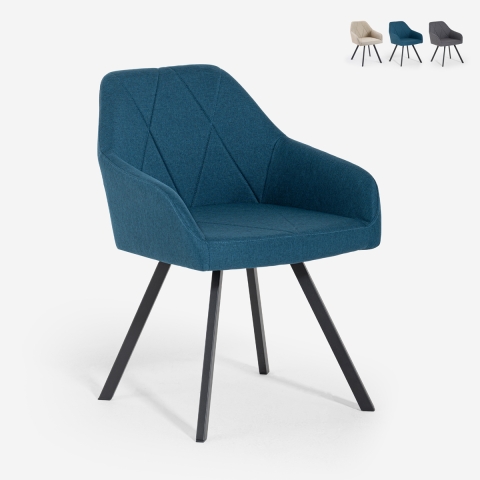 Chaise Rakna en tissu avec accoudoirs pour salle à manger et cuisine Promotion