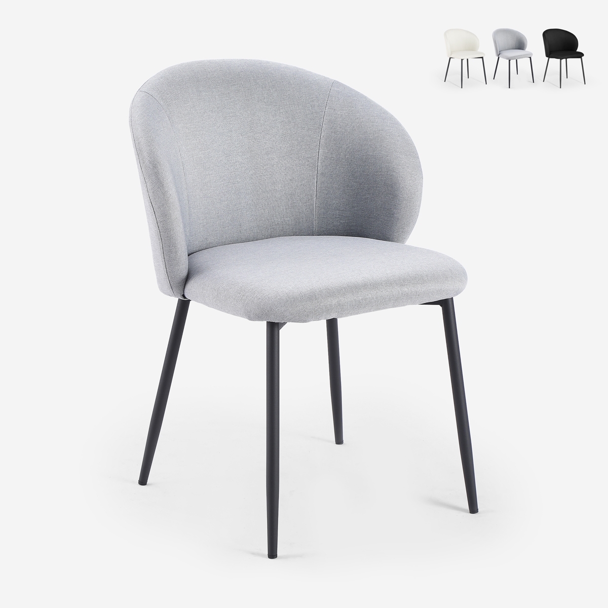 Chaise moderne pour salle à manger et cuisine en tissu design Kadim