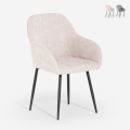 Chaise moderne en velours chenille avec accoudoirs pour salle à manger cuisine Daiva Promotion
