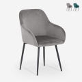 Chaise fauteuil en velours avec accoudoirs pour salle à manger Karta Promotion