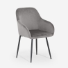 Chaise fauteuil en velours avec accoudoirs pour salle à manger Karta Réductions